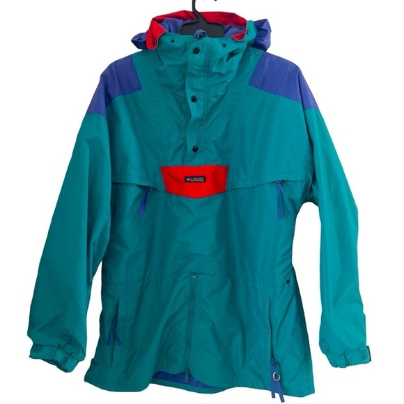 VTG 80’s Columbia Men’s L Lightweight Colorblock Windbreaker Rain Jacket Coat - Picture 1 of 16